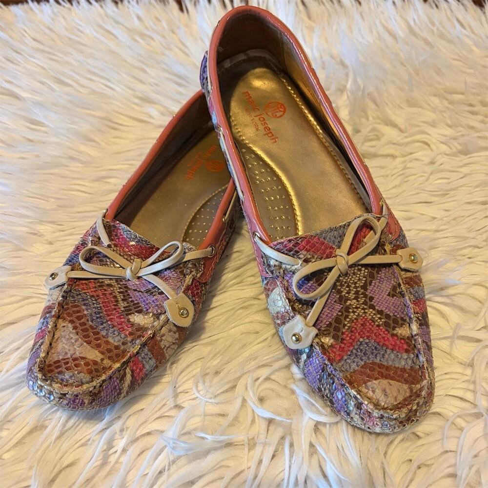 Marc Joseph New York Loafers Womens Size 8 Multicolor Snakeskin Print